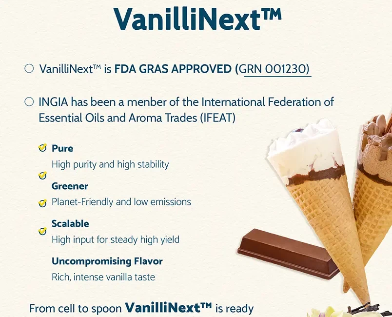 VanilliNext™ ir FDA GRAS apstiprināts un pievienojas IFEAT